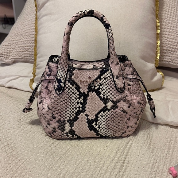 Kate Spade Mini Pink and Black Snake Print Satchel - Picture 1 of 5
